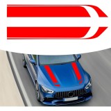 Set 2 stickere autoadezive Tuning, model &quot;Hood Stripes V1&quot;, dimensiune 85 x 12 cm, culoare Rosie, AVEX