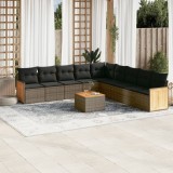 Gossi set mobilier de gradina cu perne, 10 piese, gri, poliratan