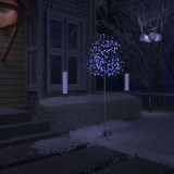 Pom Craciun 220 LED-uri lumina albastra, flori de cires, 220 cm, vidaXL