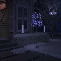 Pom Craciun 220 LED-uri lumina albastra, flori de cire?, 220 cm foto