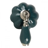 Maner mobila din aluminiu argintiu si ceramica verde 8 cm x 6 cm x 4 h