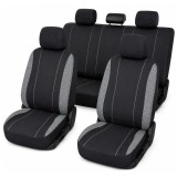 Set huse scaune auto universale negru-gri, textile, 8 piese