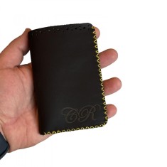 Portofel, personalizabil, din piele naturala, compartiment marunt, Jack 2 L, Negru