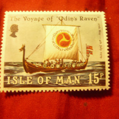 Serie Insula Man 1979 - Ordinul Raven - Corabie Vikinga , 1 valoare