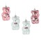 Set Ornamente Brad Crăciun Ursuleți, Roz Alb Irizant, 7.5cm, 4 Bucăți