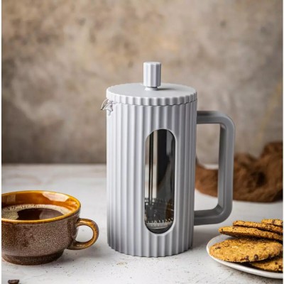 Infuzor de cafea si ceai cu capac si piston, 1l , gri, Klausberg foto