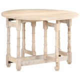 Masă bucătărie rotundă vidaXL, lemn masiv mango, 110x76 cm, maro - stil rustic, rezistentă
