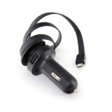 Incarcator auto Platinet 44650,cu port USB 2.4A si cablu microUSB retractabil,negru