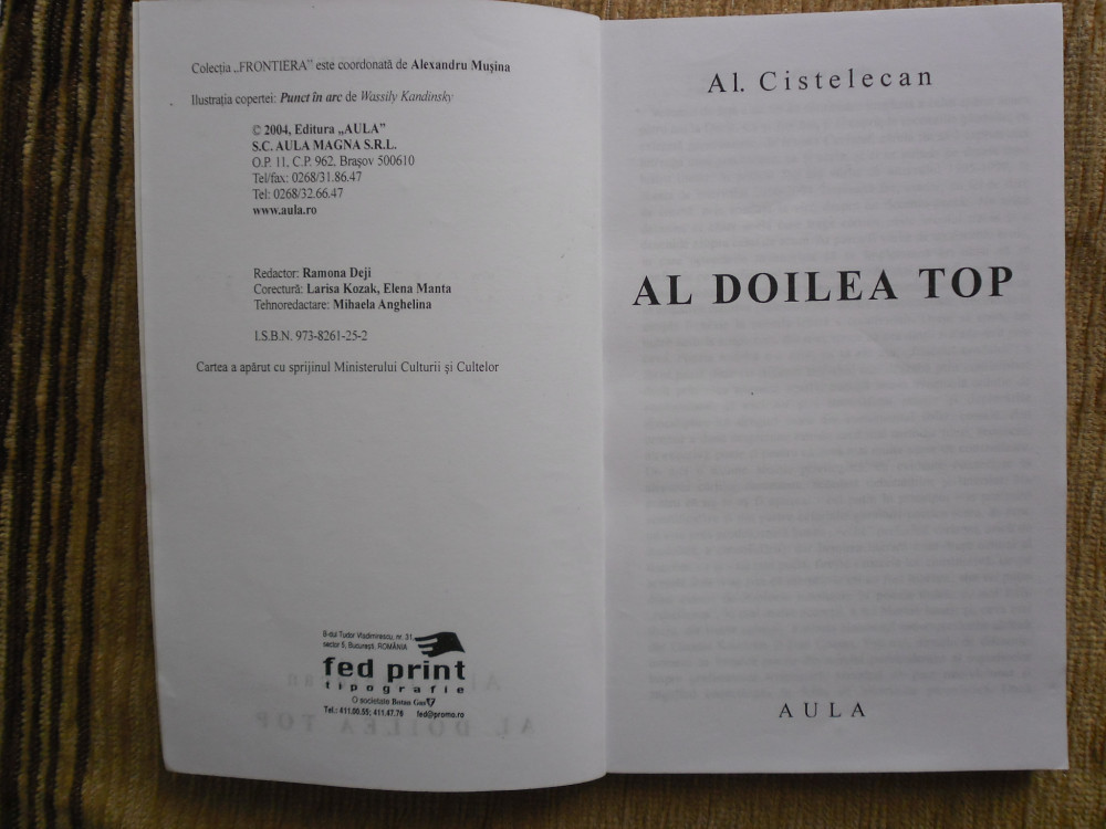 Al doilea top-Al Cistelecan-Editura Aula 2004 | Okazii.ro