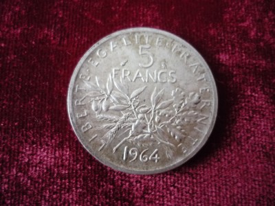 5 FRANCI 1964 ARGINT ***** foto