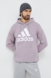 Adidas hanorac de bumbac bărbați, culoarea violet, cu glugă, cu imprimeu IS1353