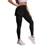 Colanti Sport Dama Talie Inalta cu Fusta, Push-Up, Fitness Yoga, Negri - M