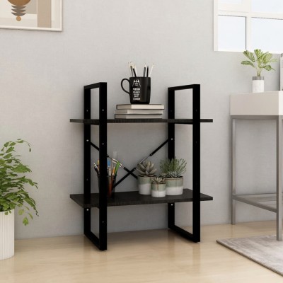vidaXL Bibliotecă cu 2 rafturi, negru, 60x30x70 cm, lemn masiv de pin 806436 foto