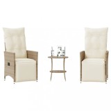 Gossi set bistro cu perne, 3 piese, bej, poliratan