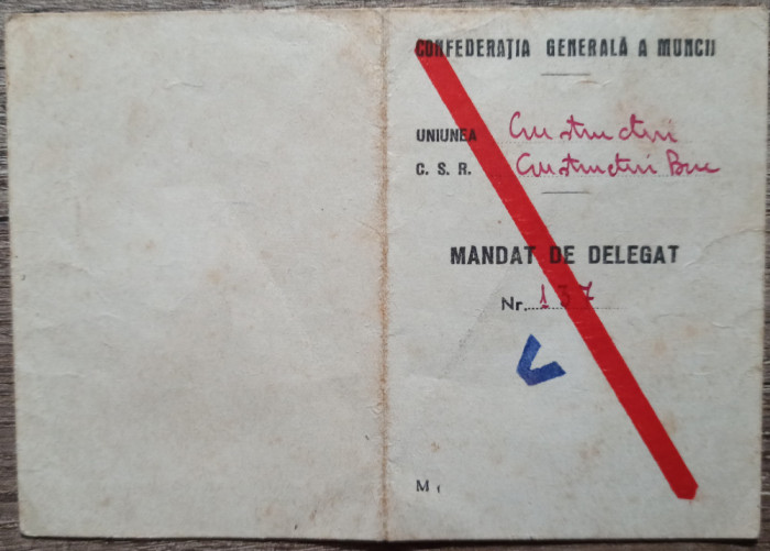 Mandat de delegat Confederatia Generala a Muncii 1952