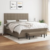 VidaXL Pat box spring cu saltea, gri taupe, 160x200 cm material textil