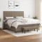 vidaXL Pat box spring cu saltea, gri taupe, 160x200 cm material textil 3136609