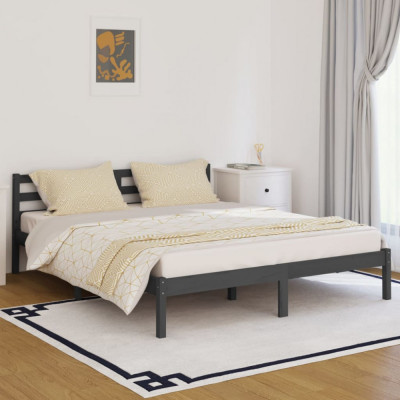 vidaXL Cadru de pat, gri, 160x200 cm, lemn masiv de pin foto