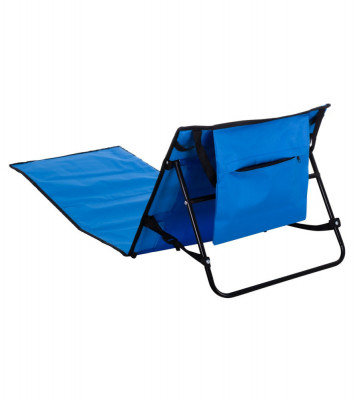 Sezlong pliabil pentru plaja sau camping cu geanta de transport, albastru 150 cm x 47 cm foto