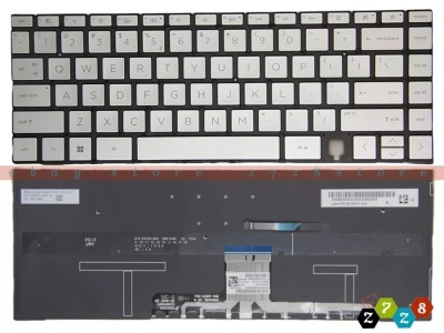 Tastatura Laptop 2-in-1, HP, Spectre X360 14-AE, iluminata, argintie, layout US foto