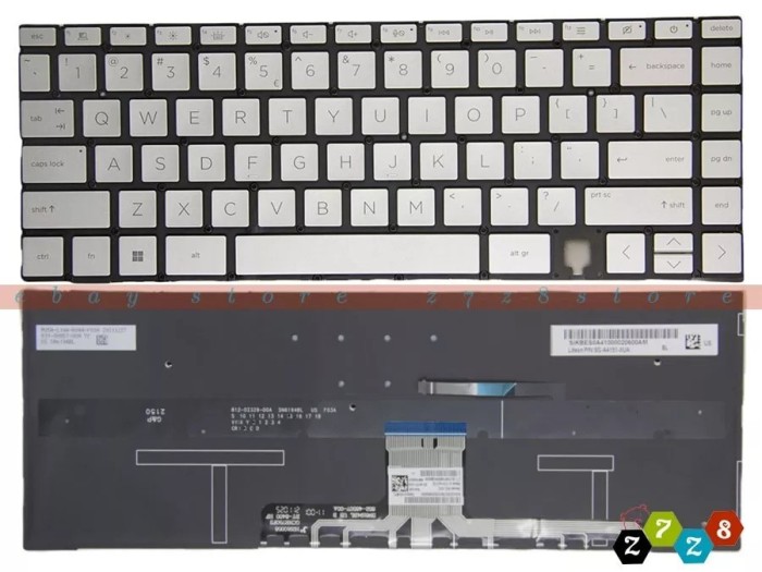Tastatura Laptop 2-in-1, HP, Spectre X360 14-AE, iluminata, argintie, layout US
