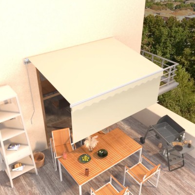 vidaXL Copertină retractabilă manual cu stor, crem, 3,5x2,5 m foto