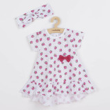 Set 2 piese, New Baby, Include rochita pentru fetite, bentita pentru cap, Marime 86, Din bumbac 100%, Strawberry