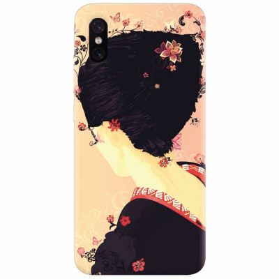Husa silicon pentru Xiaomi Mi 8 Pro, Japanese Geisha Illustration Cherry Blossom foto