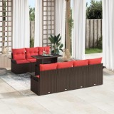 vidaXL Set de canapele pentru grădină cu pernă 8 pcs Maro Poli Rattan 3356967