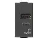 Priza USB tip A+C 1M 15W 5V Vimar Neve carbon matt 09292.AC.15.CM