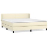 Cumpara ieftin Pat box spring cu saltea, crem, 160x200 cm, piele ecologica