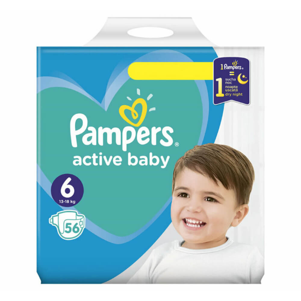 Scutece Pampers Active Baby Nr.6, 13-18 kg, 56 Buc/Bax, Scutece, Pampers,  Scutece Pampers, Pampers Active Baby, Scutece Bebelusi, Scutece pentru  Bebel | Okazii.ro