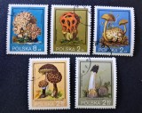 Polonia 1980 - Seria Parțială Ciuperci Protectorate și Rare / Mico-Filatelie (Grzyby / Mushrooms) 5 Valori Ștampilat - Cod: -SW13