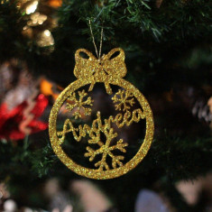 Glob Ornament Brad cu Fulgi de Zapada - Personalizat cu Nume foto