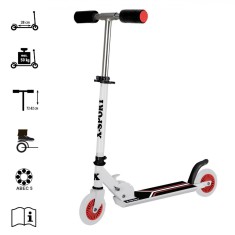 Trotinetă Aluminiu X-Sport, Ghidon Reglabil 72-82 cm, Roți PU 135 mm, Alb-Negru
