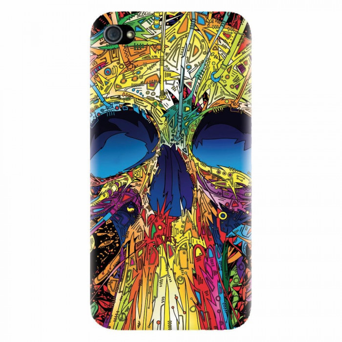 Husa silicon pentru Apple Iphone 4 / 4S, Abstract Multicolored Skull