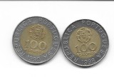 Portugalia 100 Escudos 1990 si 1998, bimetal, Europa