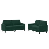 Cumpara ieftin Set de canapele cu perne, 2 piese, verde inchis, catifea