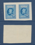 ROMANIA 1926 emis Ferdinand 60 de ani - timbru 10 Lei in pereche nedantelata MNH