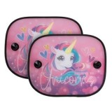Set Parasolare Auto pentru Geamuri Laterale, Model Unicorn, 2 buc, 44x36cm, Roz, CMCLASS
