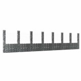 Coș gabion &icirc;n formă de U cu 8 st&acirc;lpi, 860x20x200 cm, fier