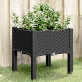 VidaXL Jardinieră de grădină cu picioare, negru, 40x40x42 cm, PP