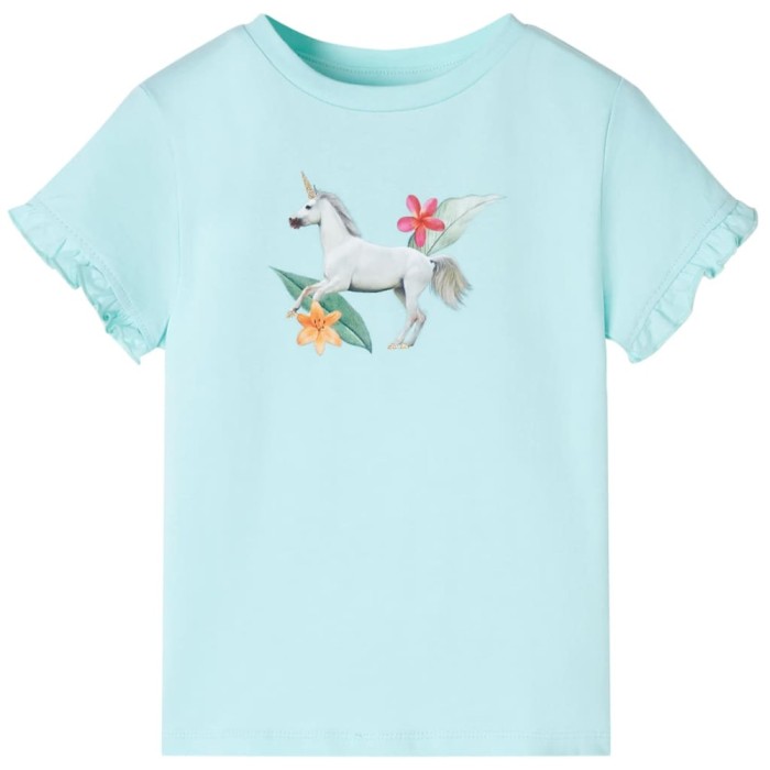 Tricou copii cu m&acirc;neci scurte, turcoaz deschis, 140