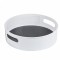 Organizator rotativ tip tava Pufo pentru frigider sau dulap cu suprafata antialunecare, 22 cm, alb