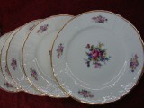 SET / SERVICIU 5 FARFURII INTINSE CU MODEL IN RELIEF DIN PORTELAN BOHEMIA ,, BERNADOTTE,,