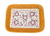 CENTRU DE MASA DECORATIV DIN CERAMICĂ SMĂLȚUITĂ ȘI &Icirc;MPLETITURĂ DIN FIBRE VEGETALE