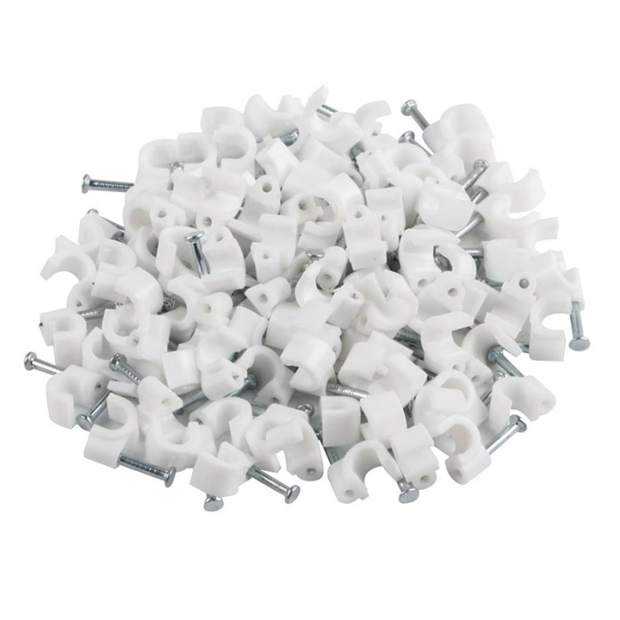 Clema pentru cablu, alb, 5 mm, 100 buc / set