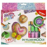 Set de creatie cu sclipici Paulinda, Magic Glitter 3In1, Plush Brooch Design