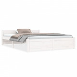VidaXL Cadru de pat, alb, 140x190 cm, lemn masiv