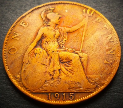 Moneda istorica 1 (ONE) PENNY - MAREA BRITANIE / ANGLIA, anul 1915 * cod 4078 foto